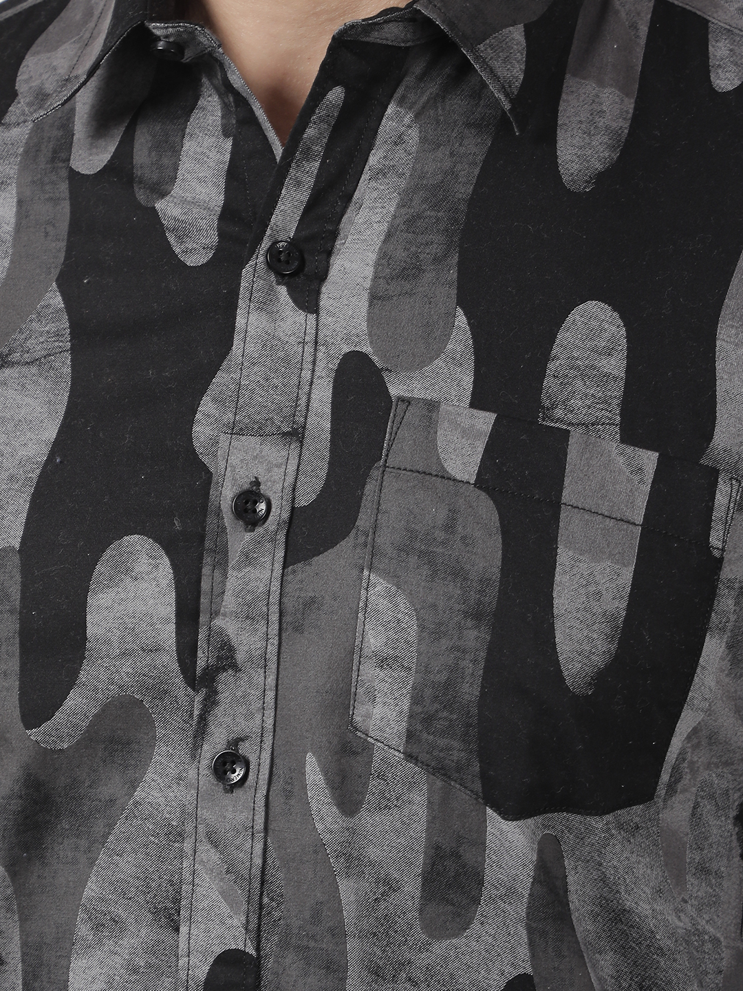 Numero Uno Men Abstract Grey Shirt